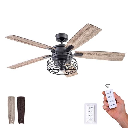 PROMINENCE HOME Cypher, 52 in. Ceiling Fan with Light & Remote Control, Matte Black 51485-40